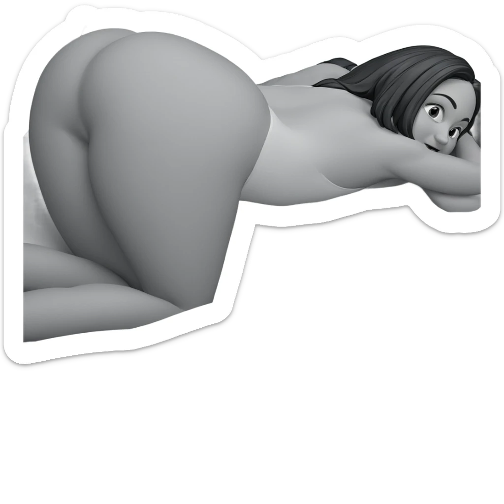 monochrome girl on bed sticker