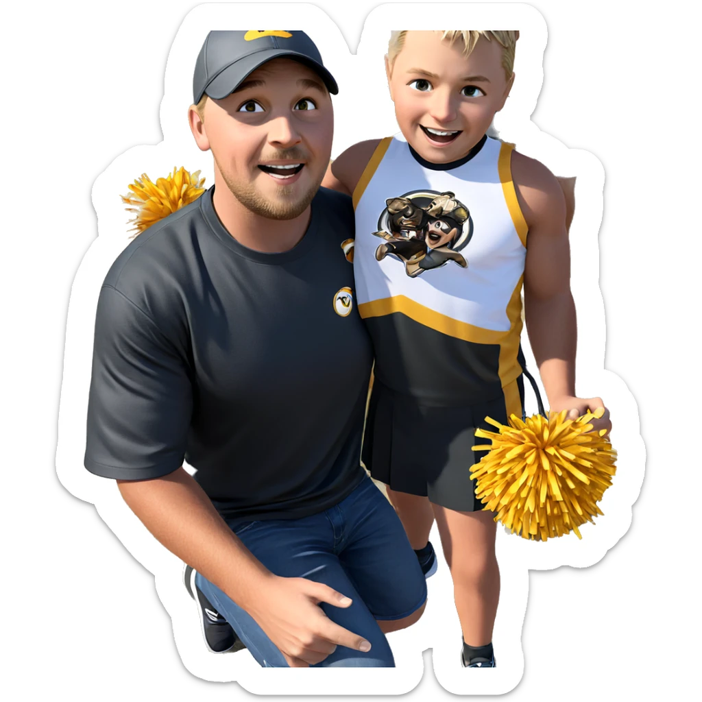 cheerleader outdoors with boys sticker