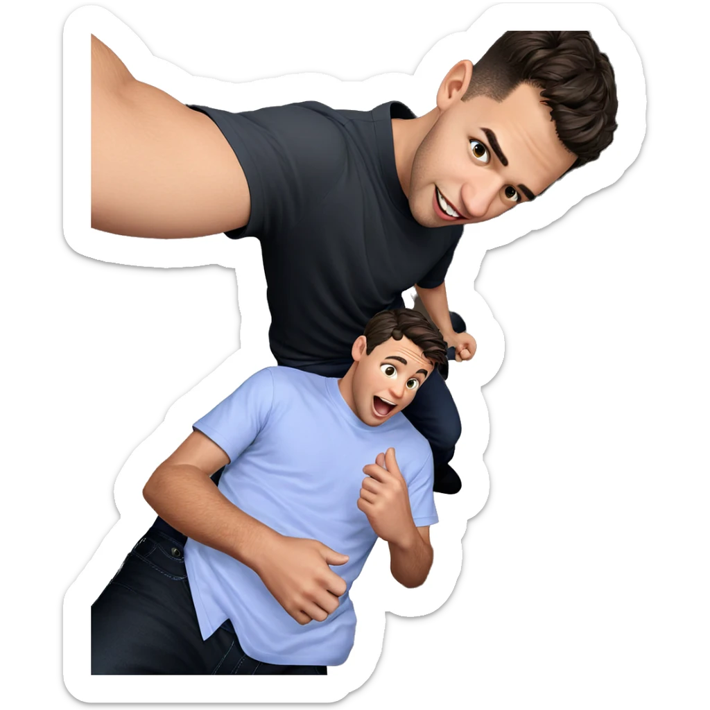 boys having fun together sticker
