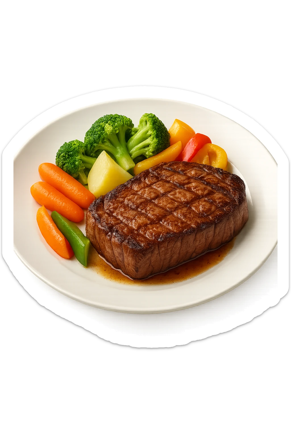 Manzo con verdure su un piatto sticker