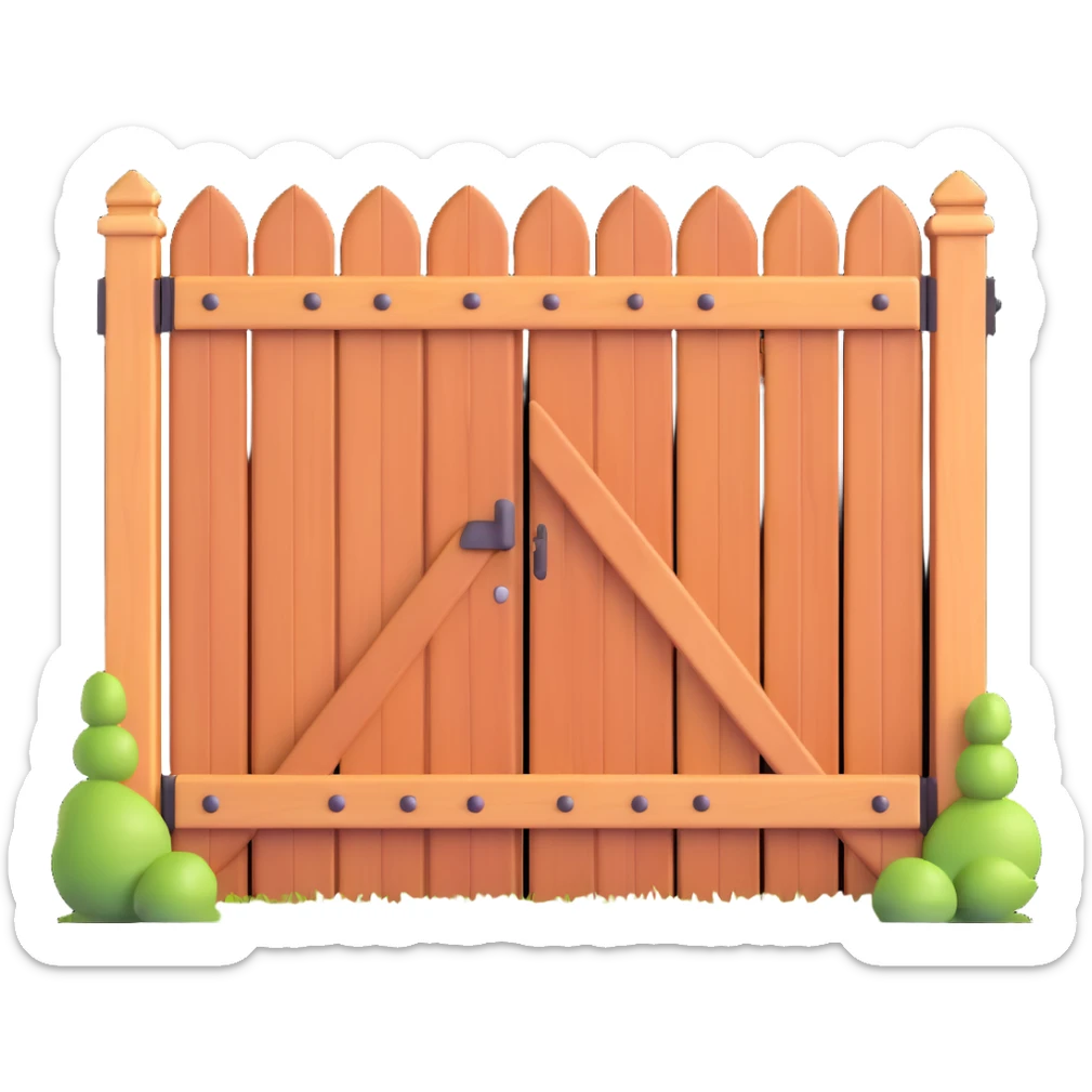wooden fence gate door for house entrance sticker