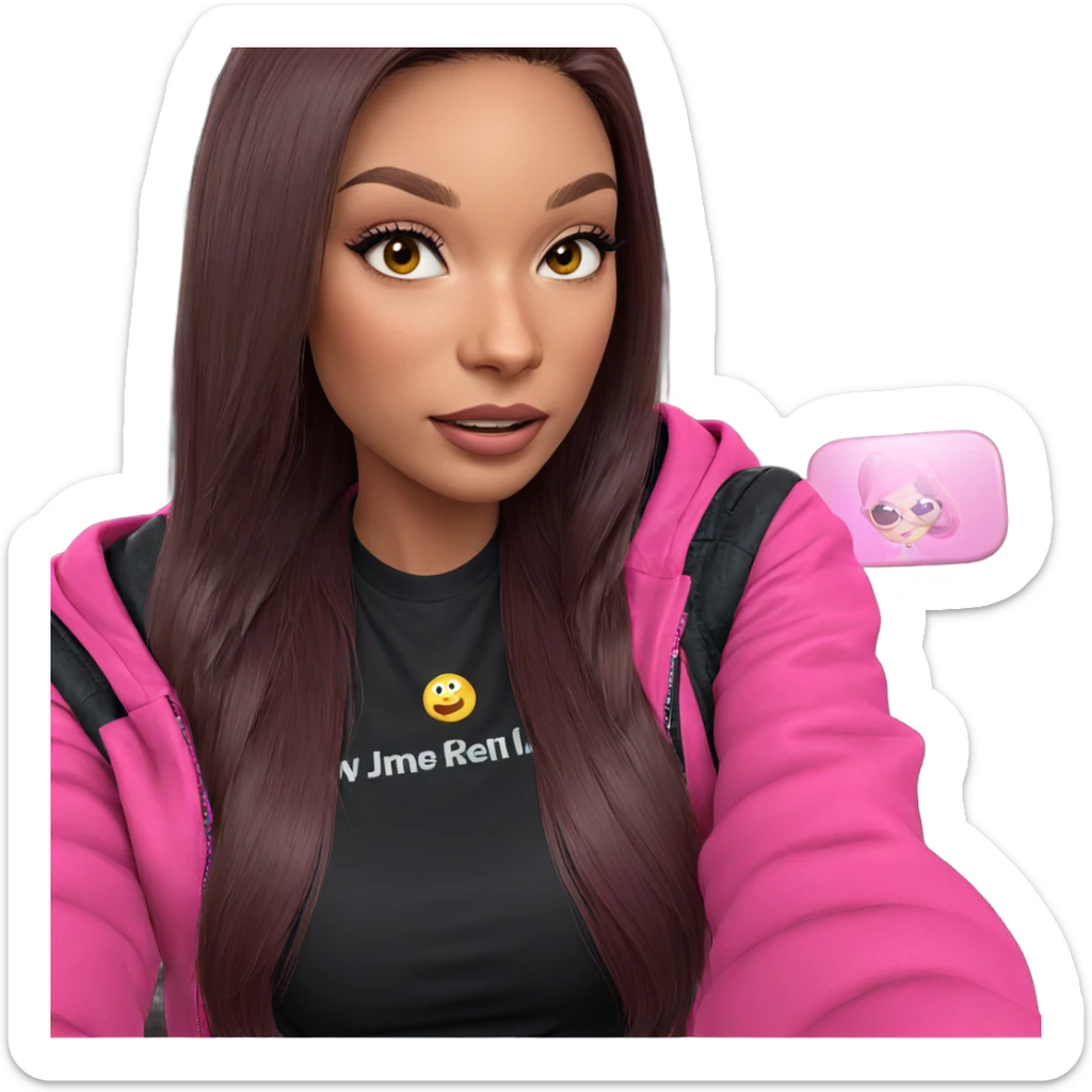 girl in pink jacket selfie sticker