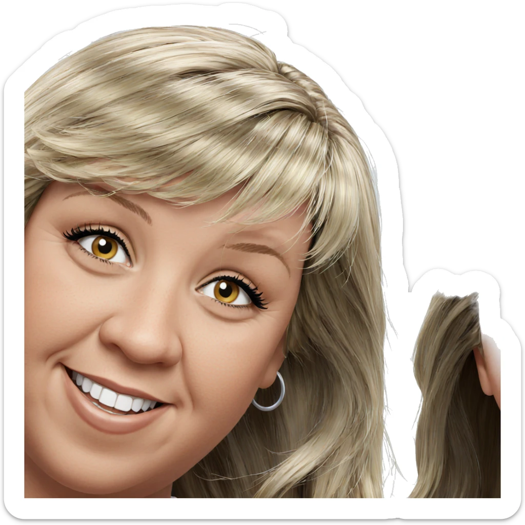 smiling girl with blonde hair sticker