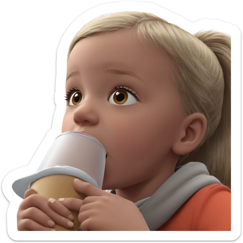 girl enjoying her drink sticker