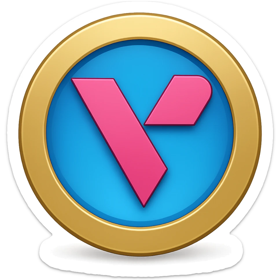 Add the provided company logo to the center of this modern digital token with stylized shine, keeping the flat emoji style with transparent background as in the original images. sticker