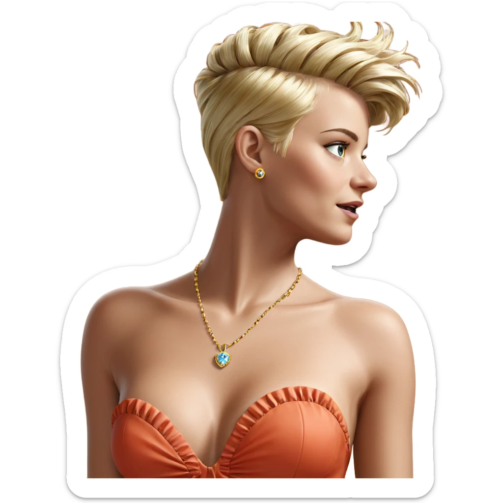 blonde girl with jewelry sticker
