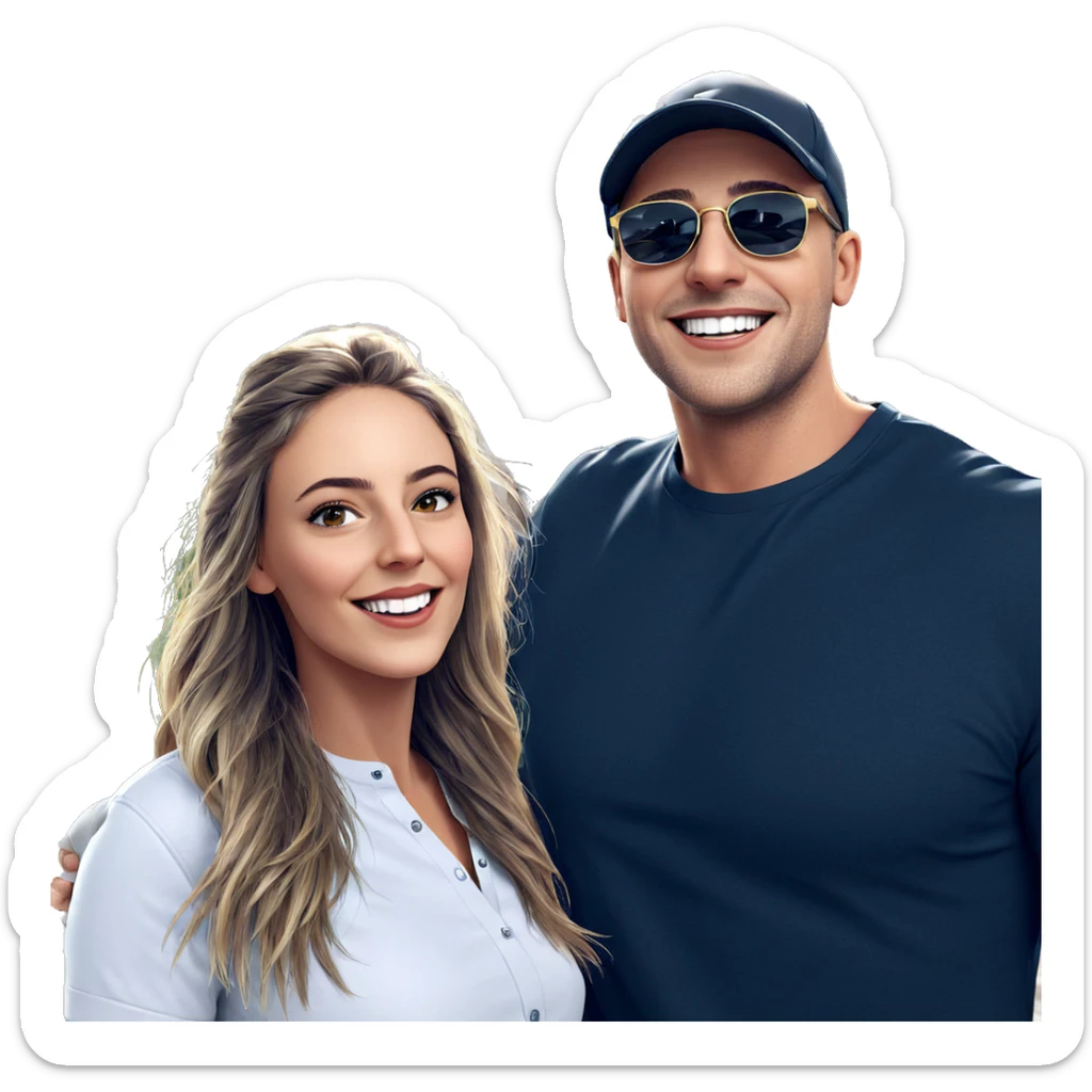 smiling couple with sunglasses sticker