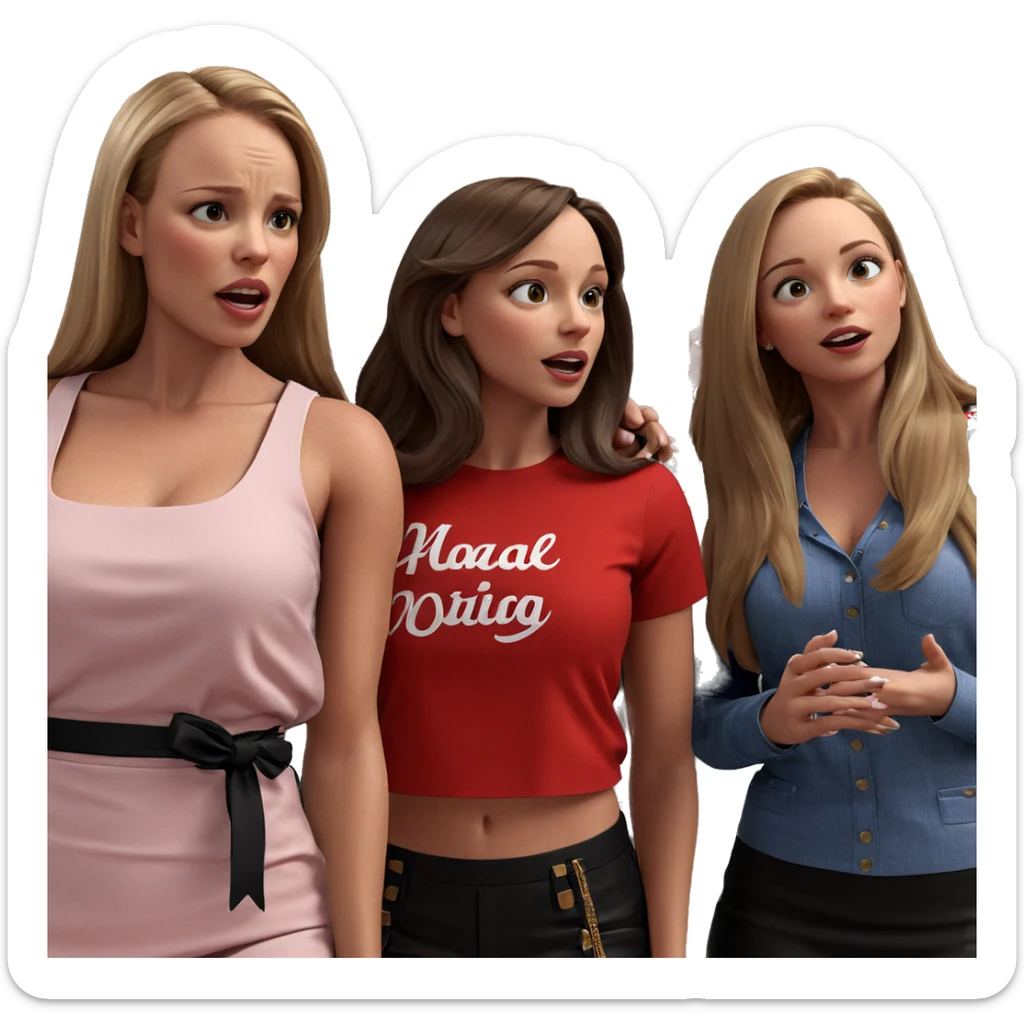 three girls in stylish outfits sticker
