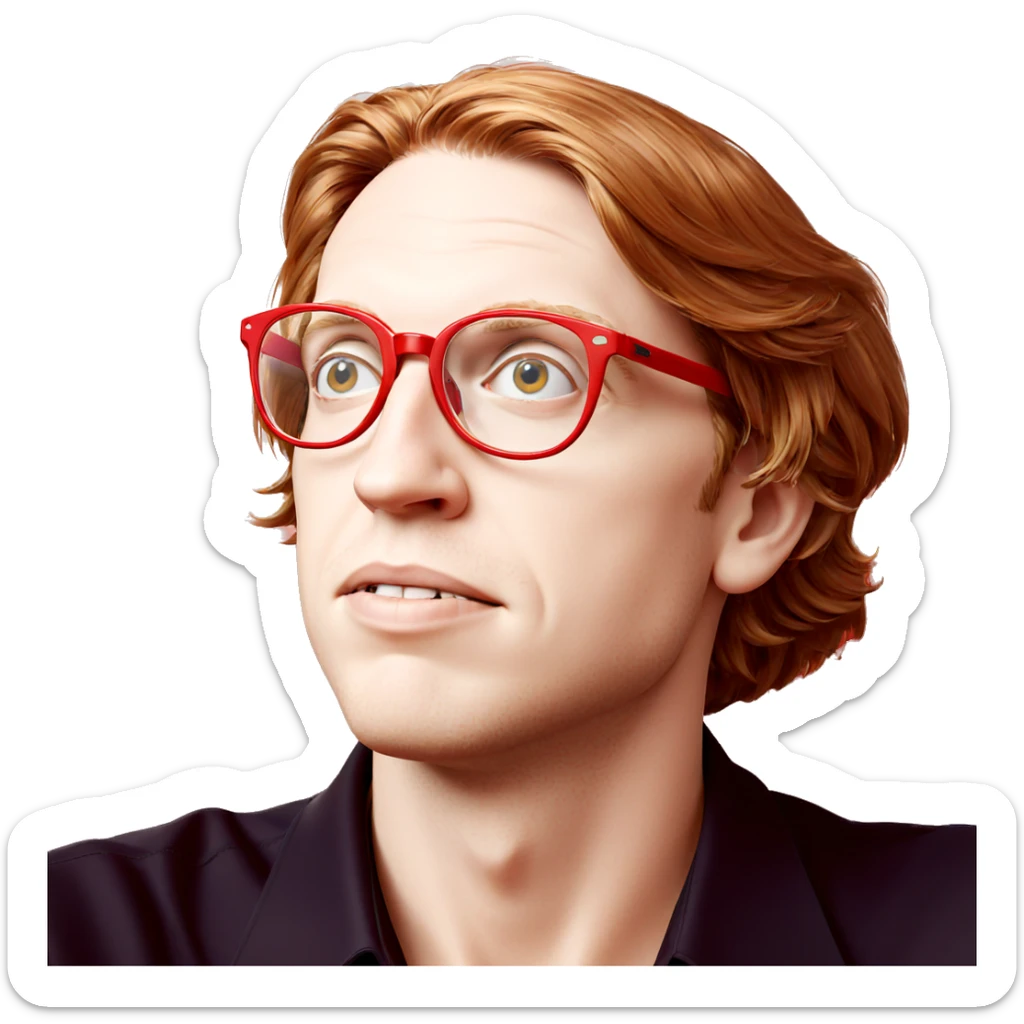 boy with red glasses portrait sticker