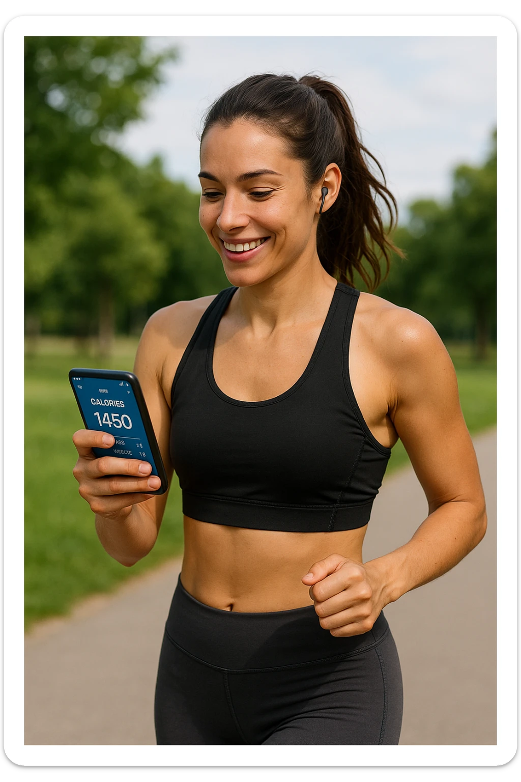 Donna sportiva che usa app contacalorie come myfitnesspal sticker