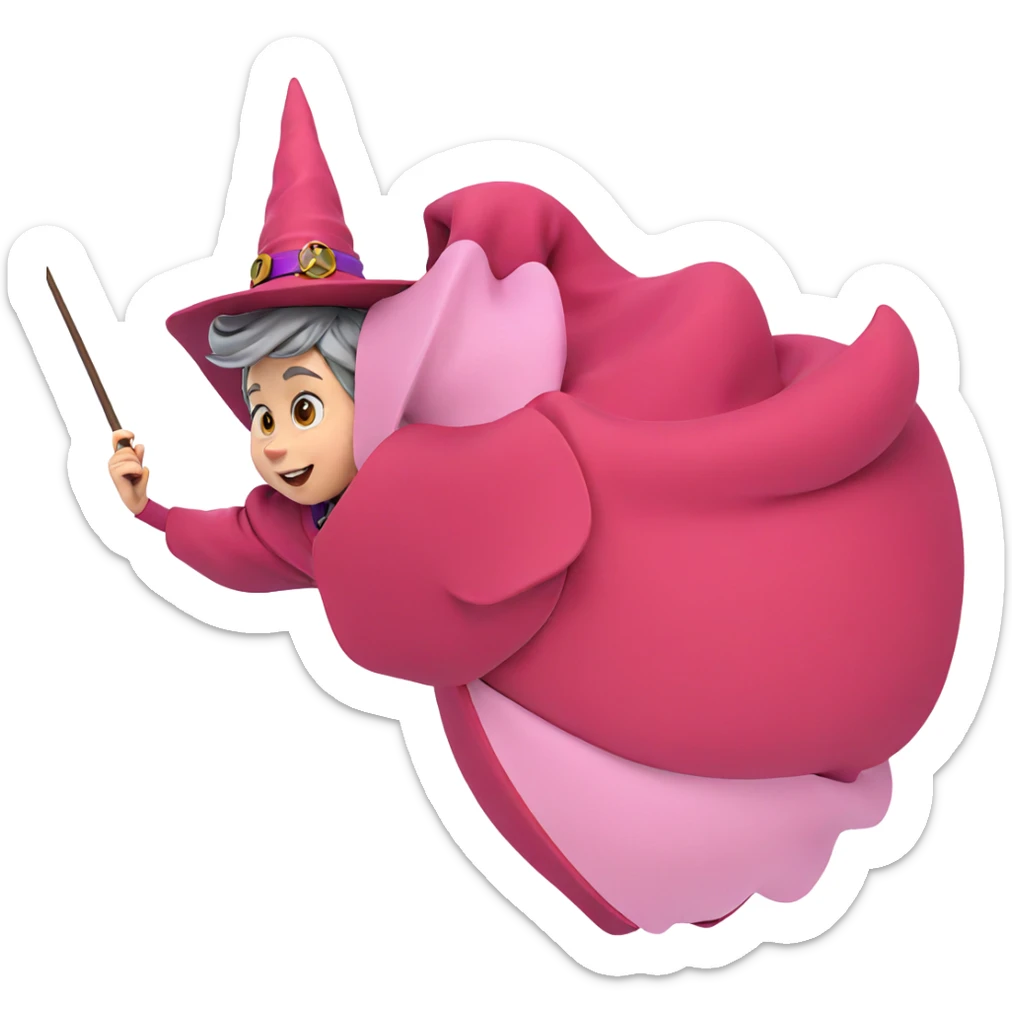 witch girl with wand and hat sticker