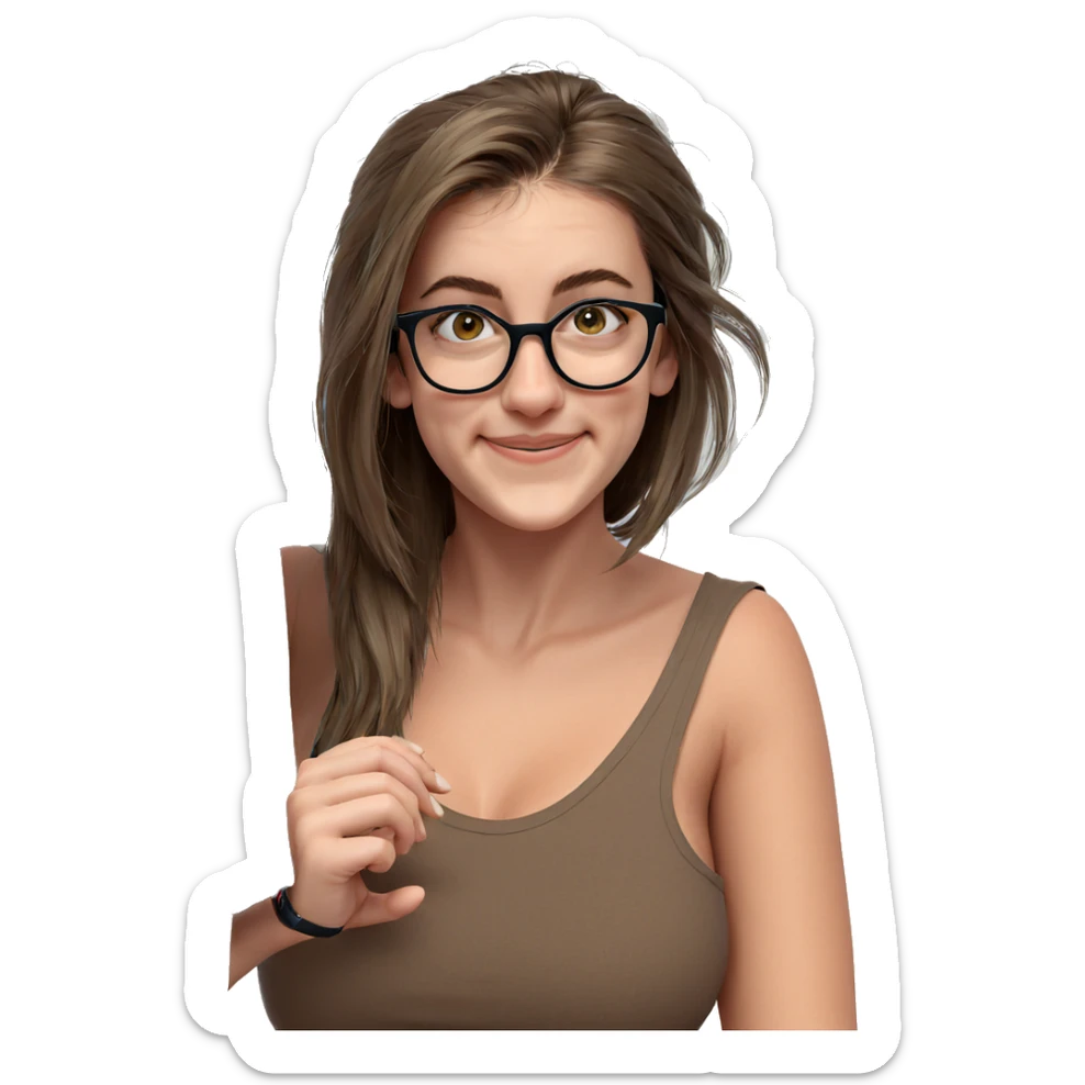 smiling girl with glasses sticker