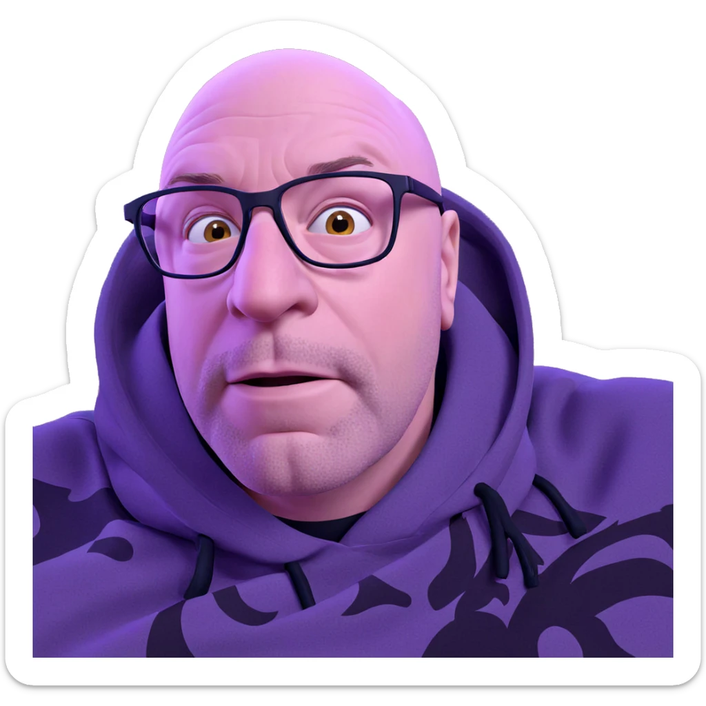 bald man with glasses portrait sticker