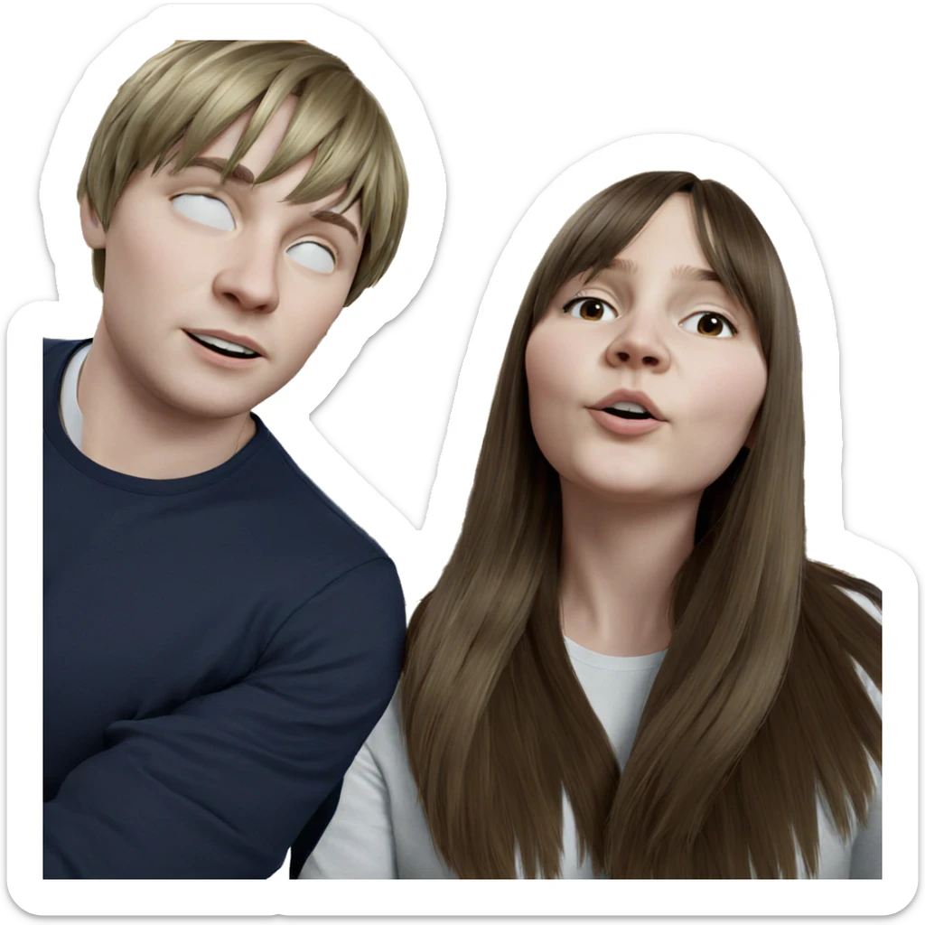 blonde and brown haired duo sticker