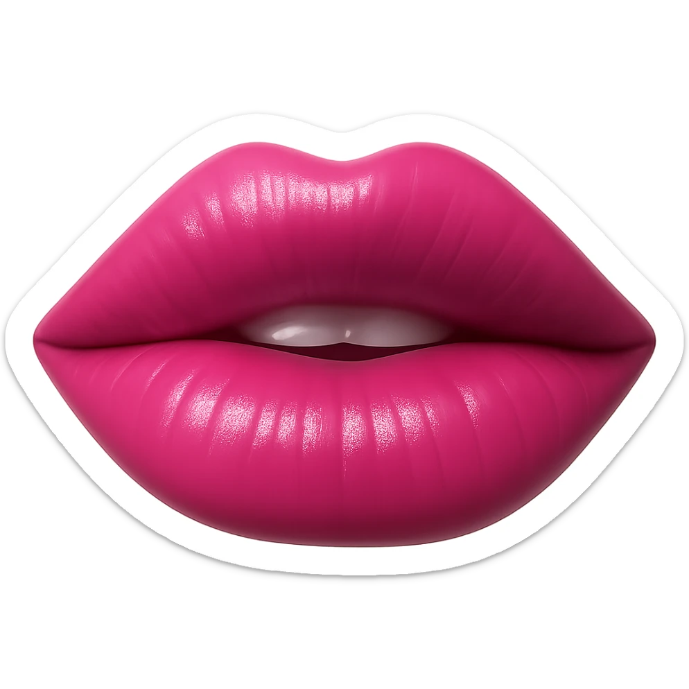 Realistic lipstick emoji with glossy finish, pink lipstick, photorealistic style. Remove background. sticker