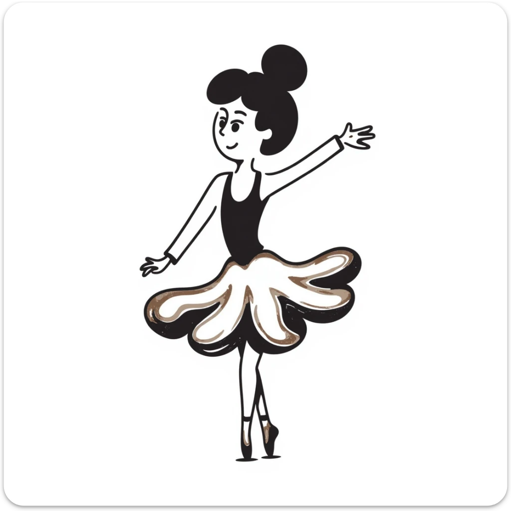 Whimsical ballerina made of coffee and milk foam, pirouetting gracefully sticker