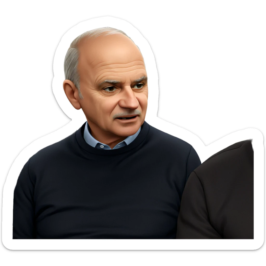 old man on train journey sticker