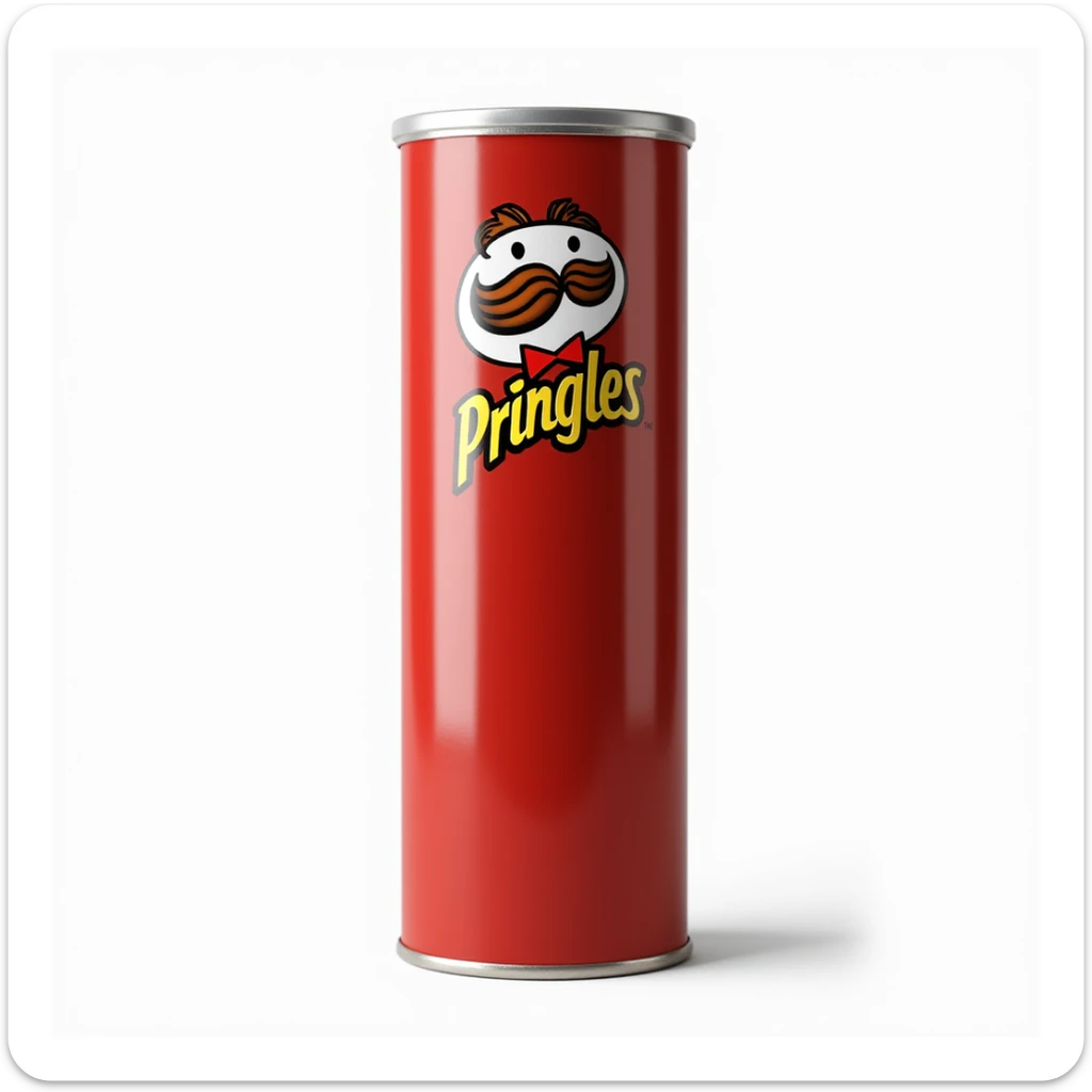 classic Pringles can, red tube, visible Pringles logo, isolated, no background, realistic style, natural details sticker