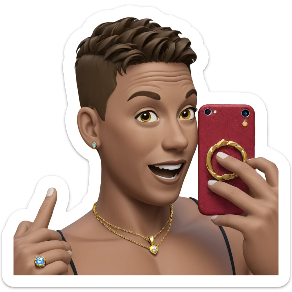 confident boy with jewelry sticker