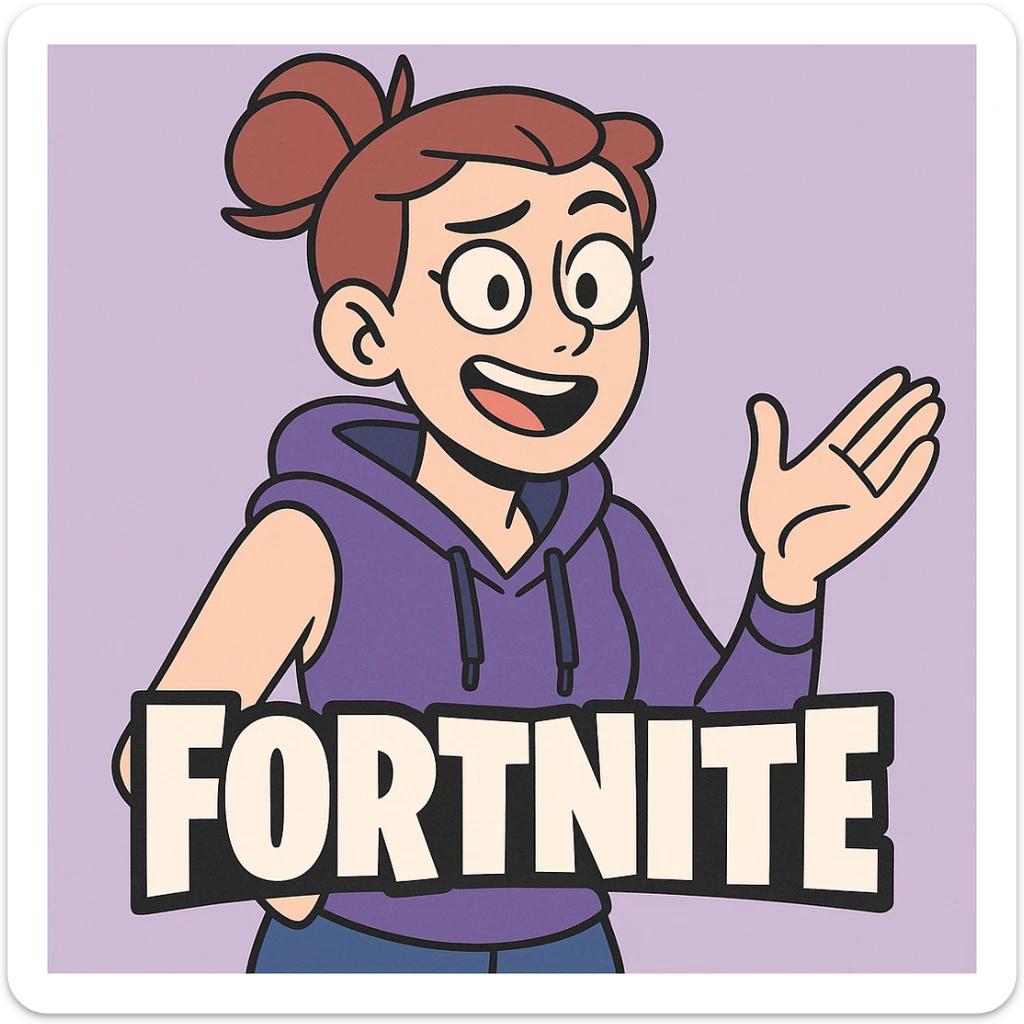 Fortnite logo, minimalistic and flat design, signature purple and blue color palette sticker