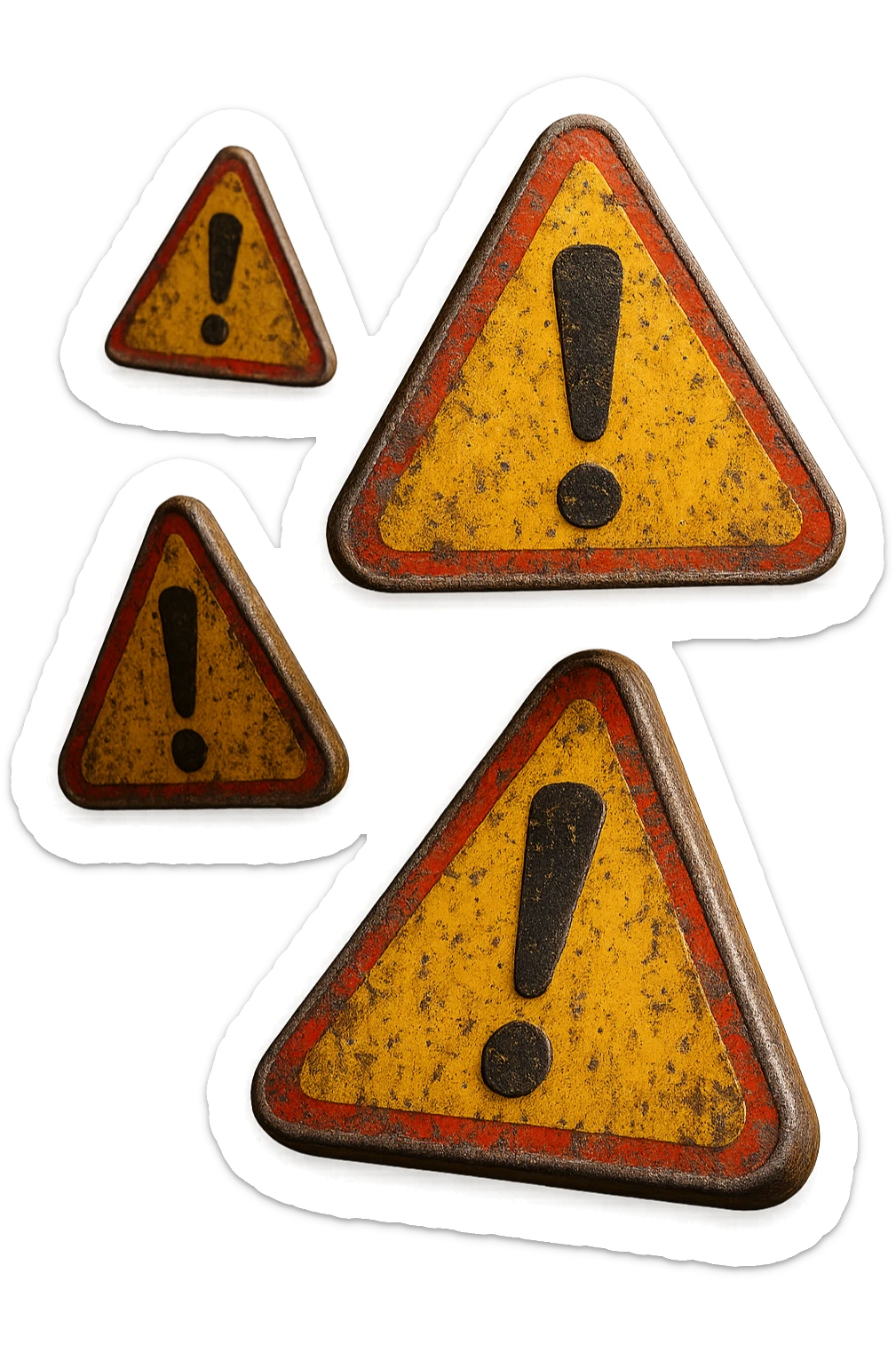 SEGNALI DI PERICOLO CON PUNTO ESCLAMATIVO 3D FLUTTUANO IN ARIA, IPERREALISTICI 4K sticker