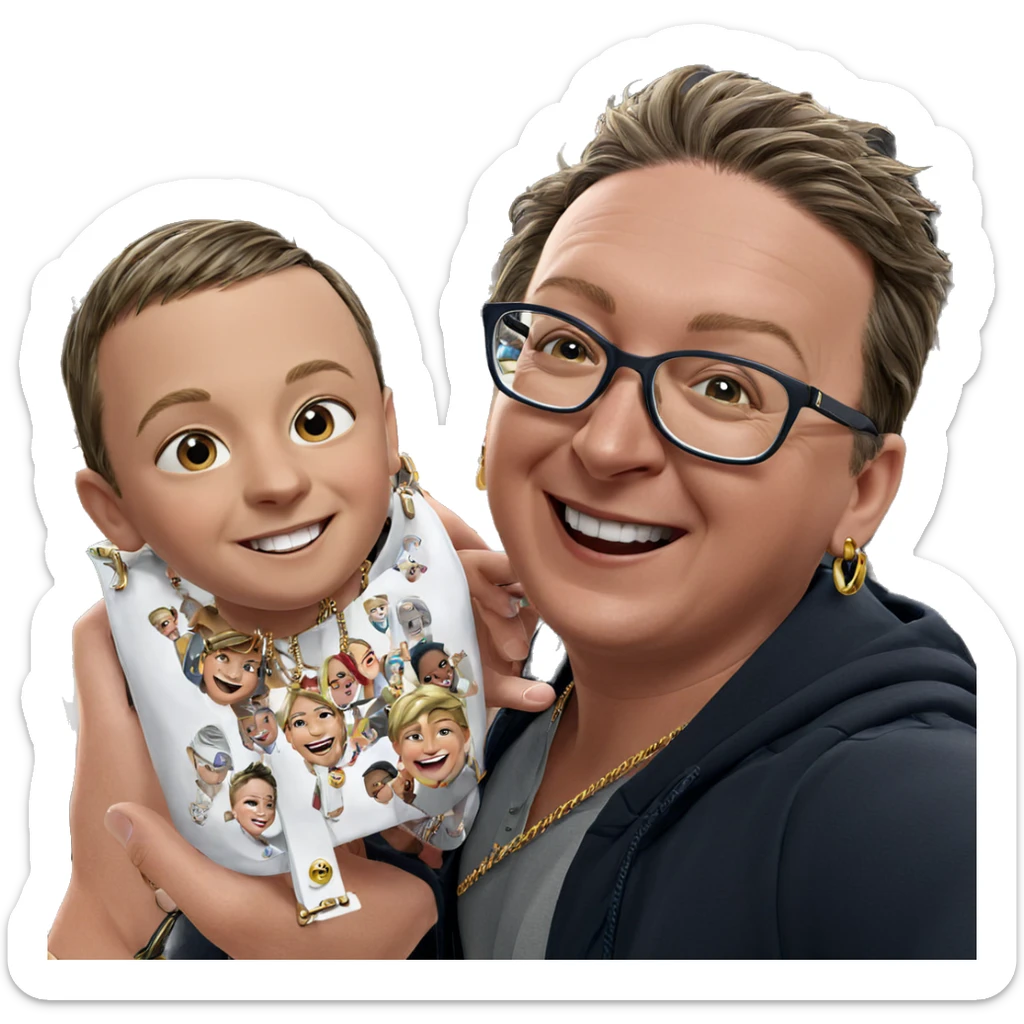 two boys smiling with jewelry sticker