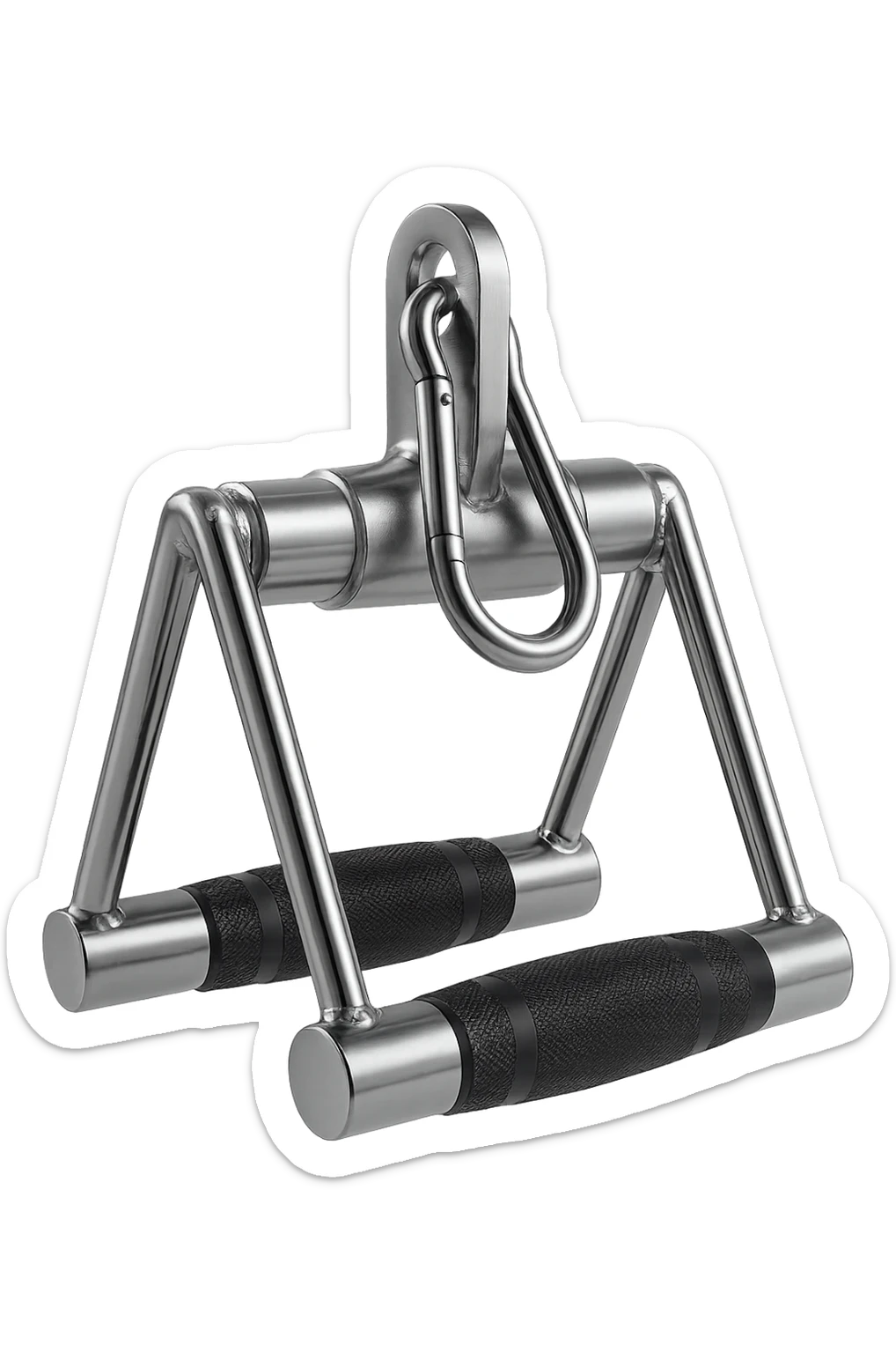 triangolo manubrio da palestra 3d fluttua in aria, iperrealistico 4k sticker