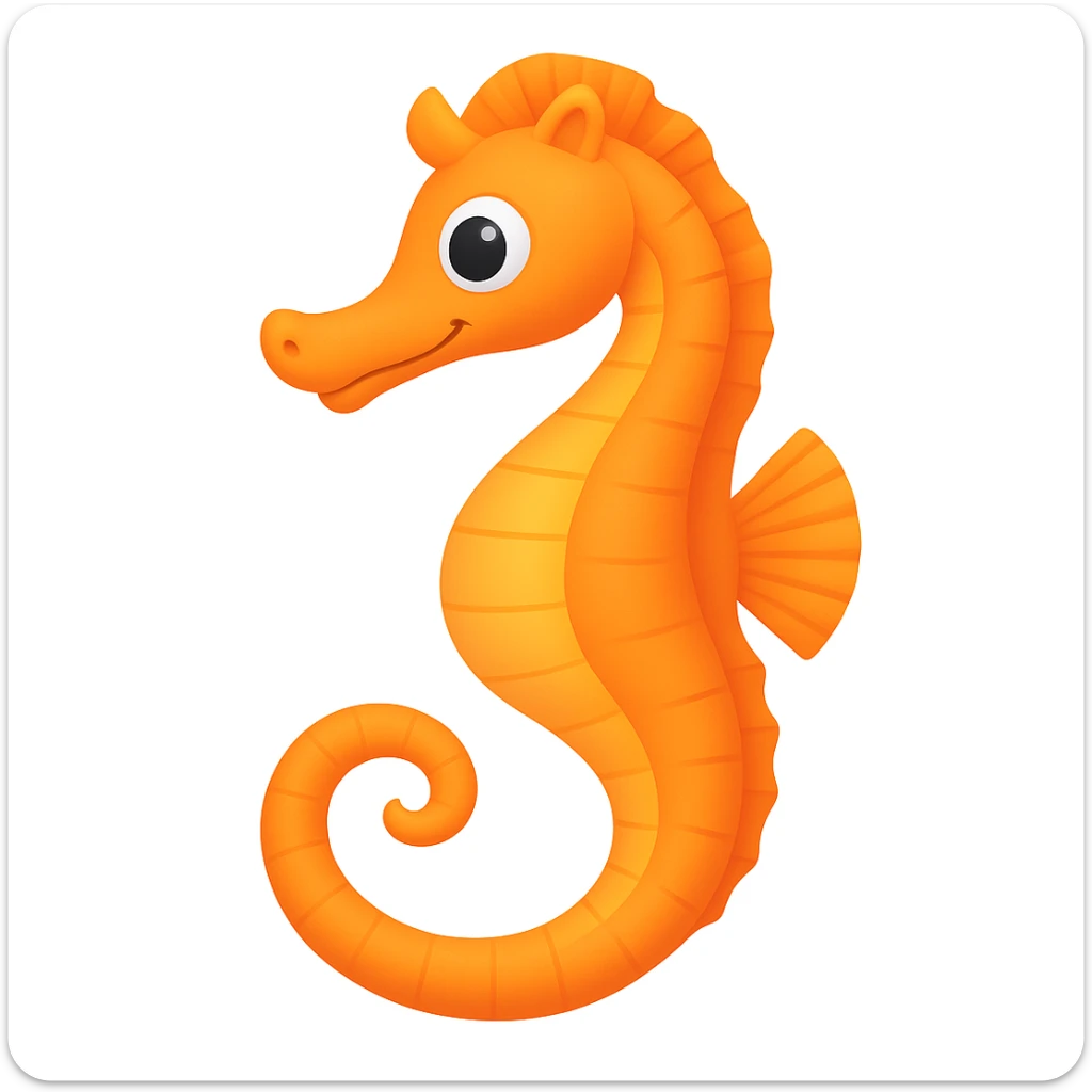 A seahorse emoji, microsoft style, change the tip of the tail and the chin sticker