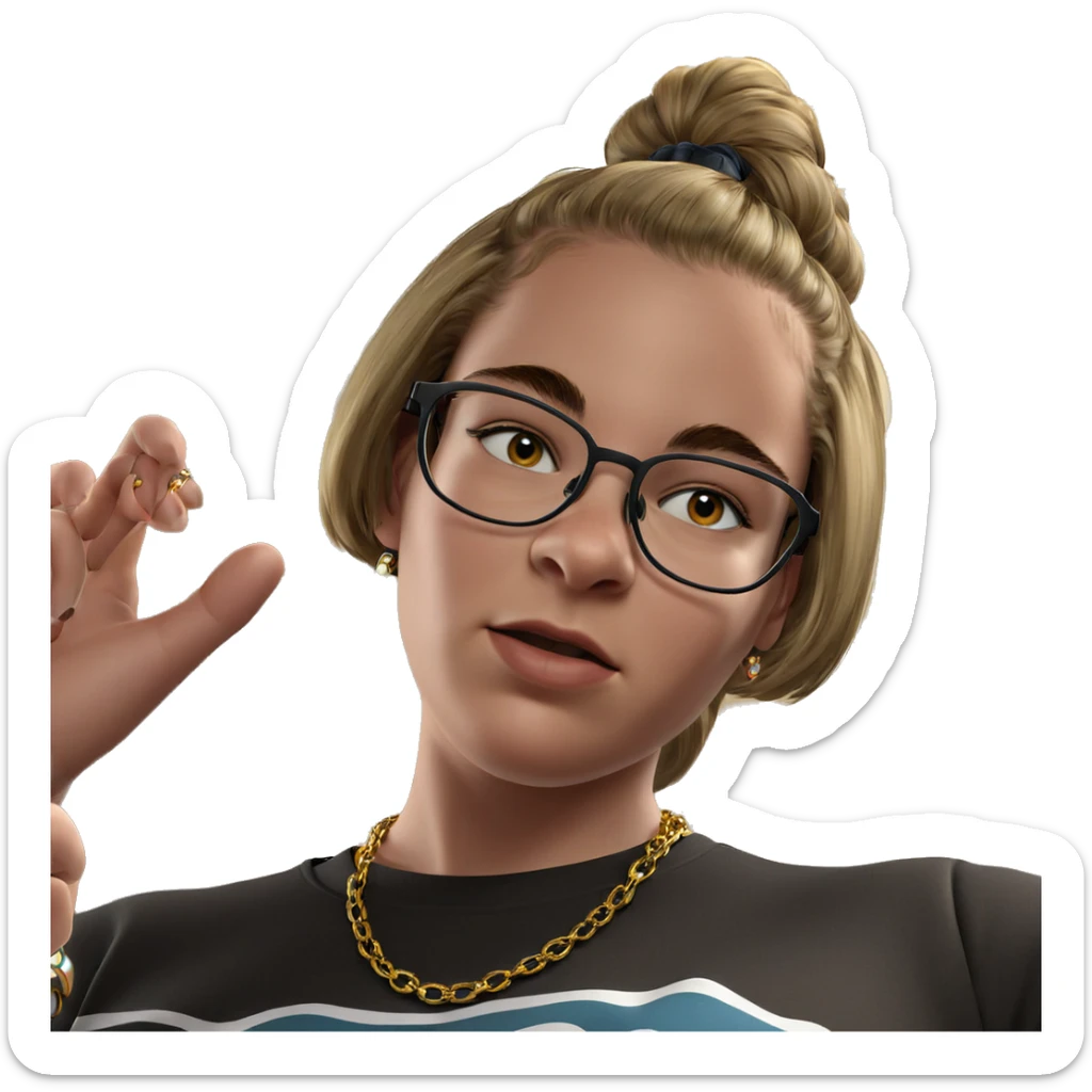 girl with glasses and jewelry sticker