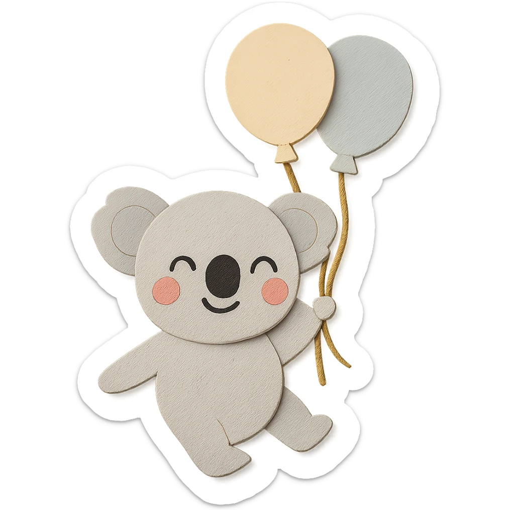 Remove the excess part of the koala bear's neck so it looks natural and clean, keeping the paper-craft style consistent. sticker