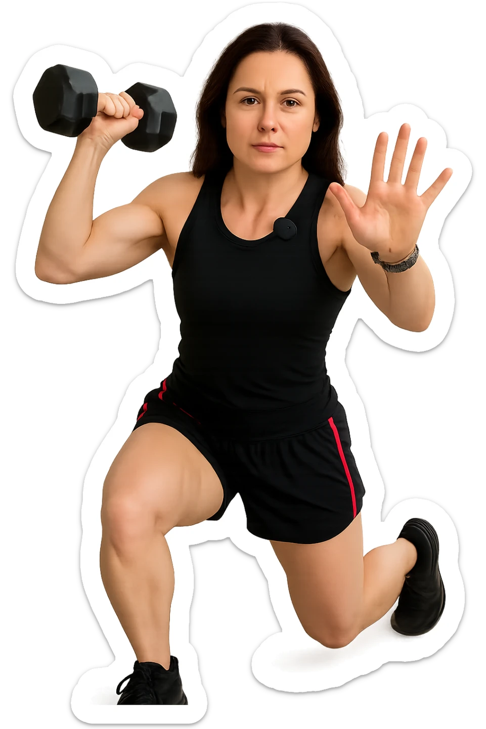 Allenamento ad alta intensità donna mentre fa pesi sticker