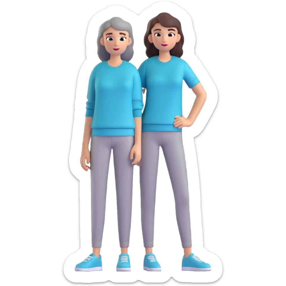 Create a 3D cartoon style illustration of a UI designer woman wearing cold colors such as blues, teals, and cool greys. Maintain the same 3D cartoon style as the reference image. Use a transparent background. sticker