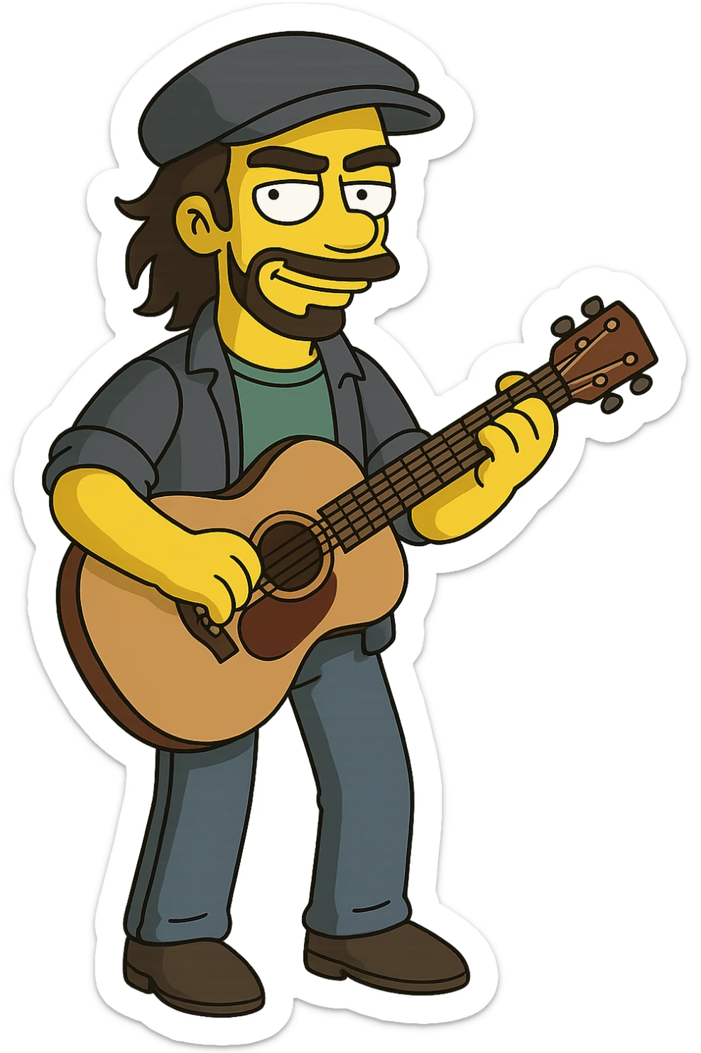musician in clear Simpsons cartoon style sticker