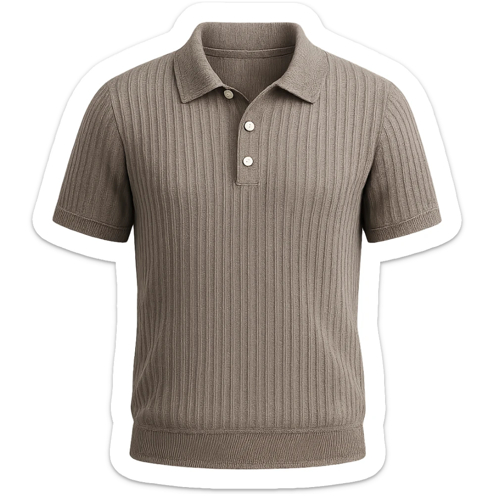 A short-sleeved polo shirt in a ribbed texture, detailed and realistic, front view sticker