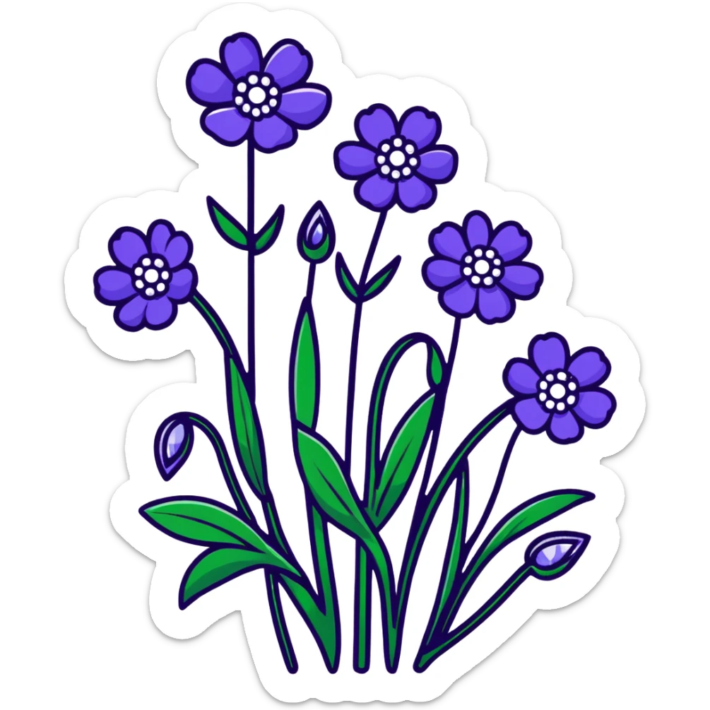 Wedding Crasher strain, hybrid cannabis with purple flowers and white crystals sticker