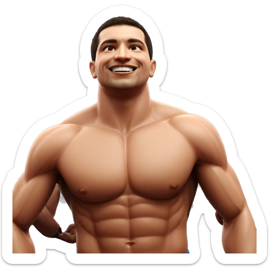 smiling muscular man with mustache sticker