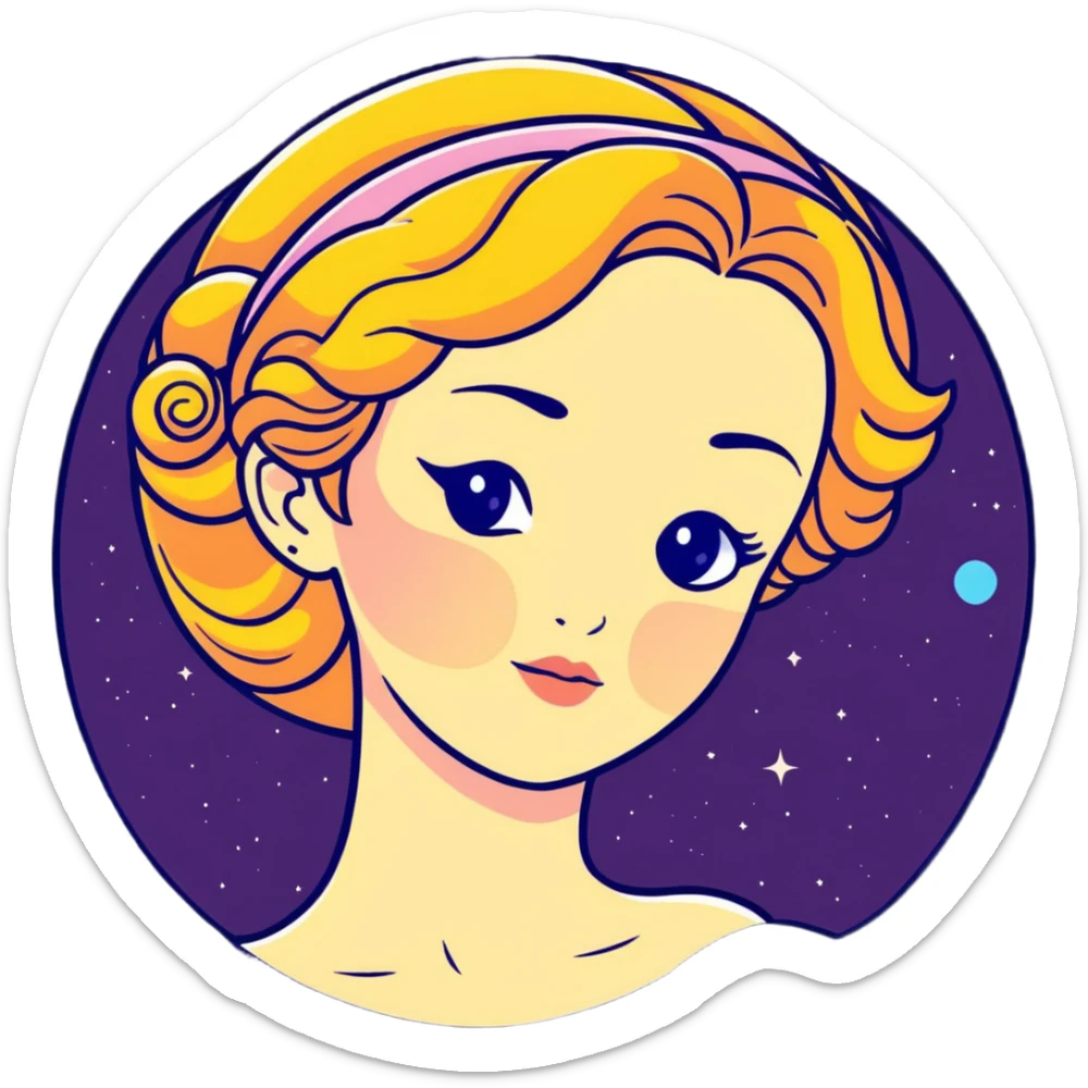 closeup head portrait of universe goddess Sophia with pretty perfect feminine attractive face, cosmic beauty with detailed delicate facial features, head only isolated, no body sticker