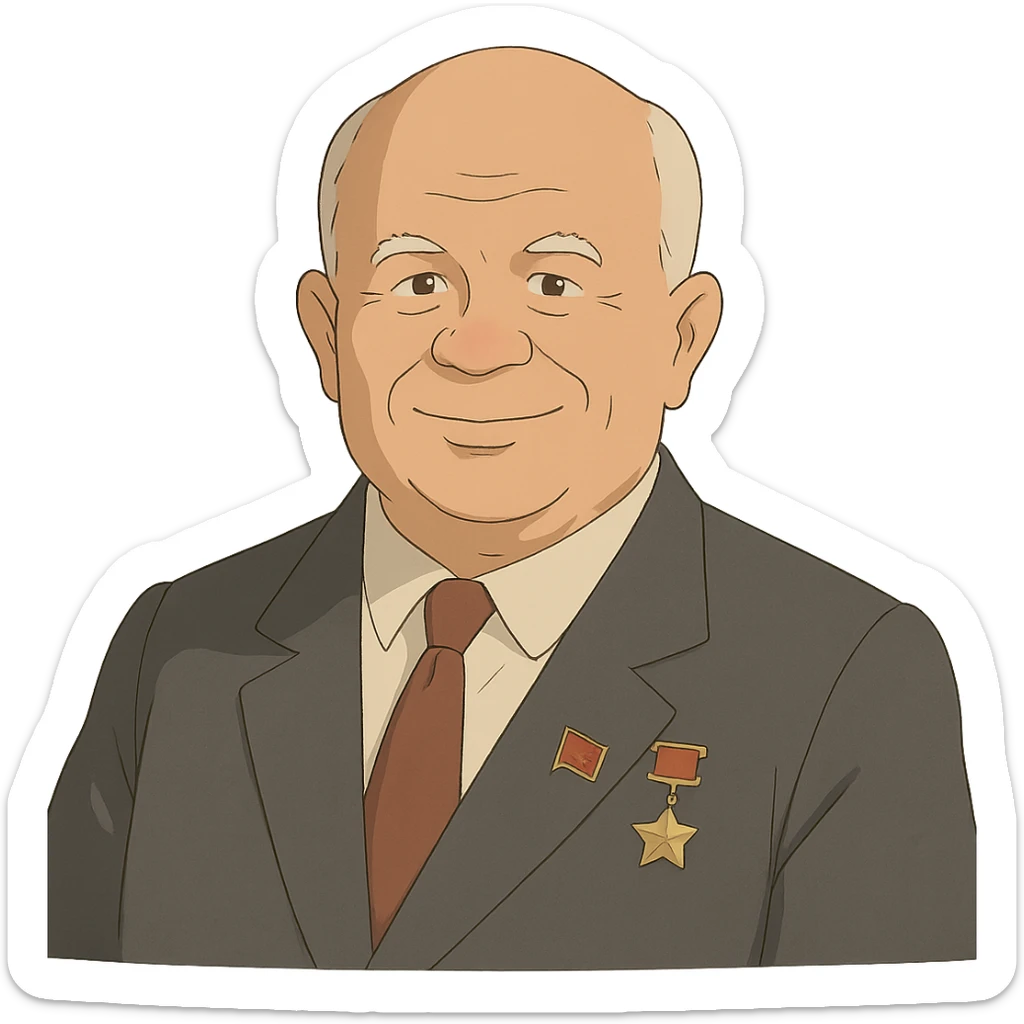 ghibli style portrait of Nikita Khrushchev sticker