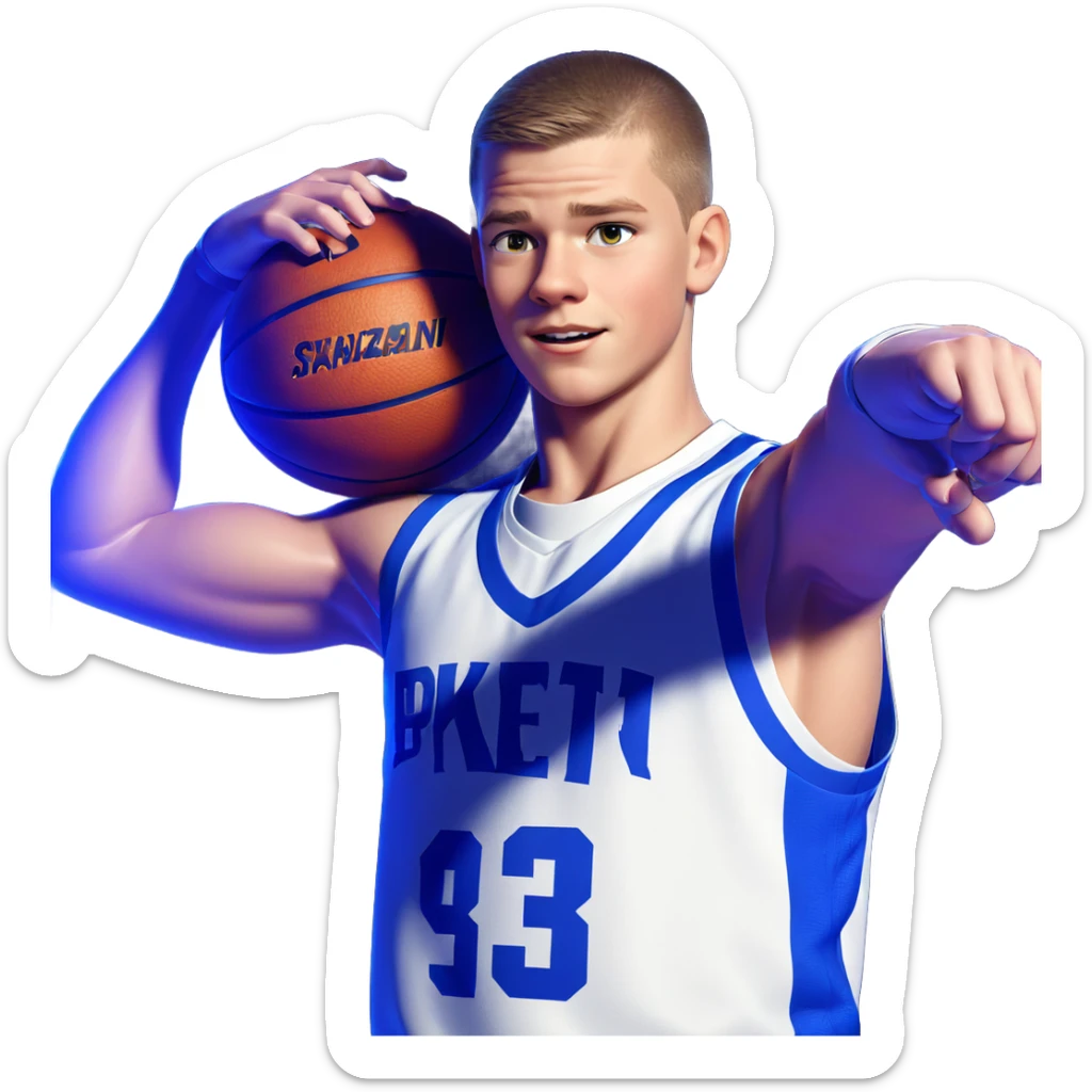 boy in basketball uniform sticker