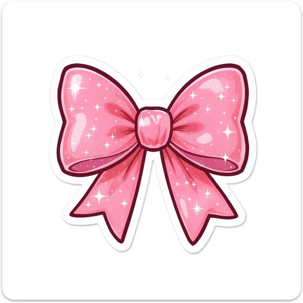 sakura bow, cute and shiny, with sparkles, no background sticker