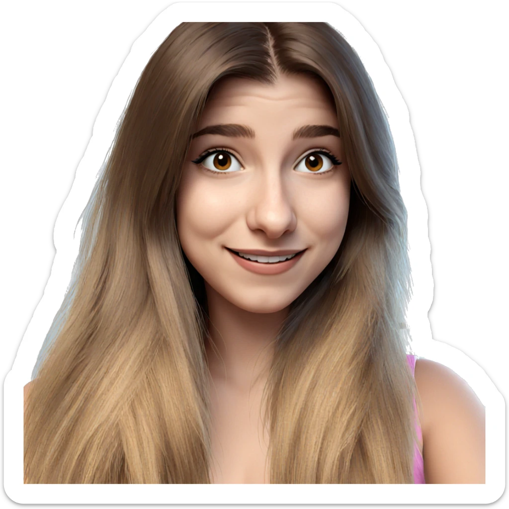smiling girl with brown hair sticker