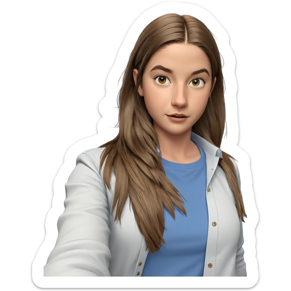 brown-haired girl in blue shirt sticker