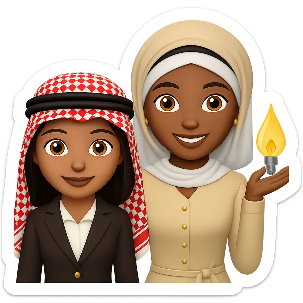 Add a traditional Arab headscarf (keffiyeh) to the man in the emoji style. Keep the style consistent with emoji style and no background (transparent). sticker