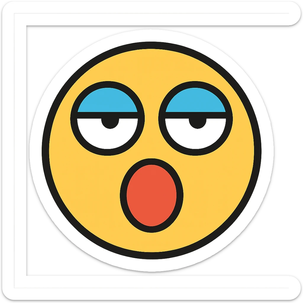 annoyed face with rolling eyes and a shocked mouth, color outline icon style sticker