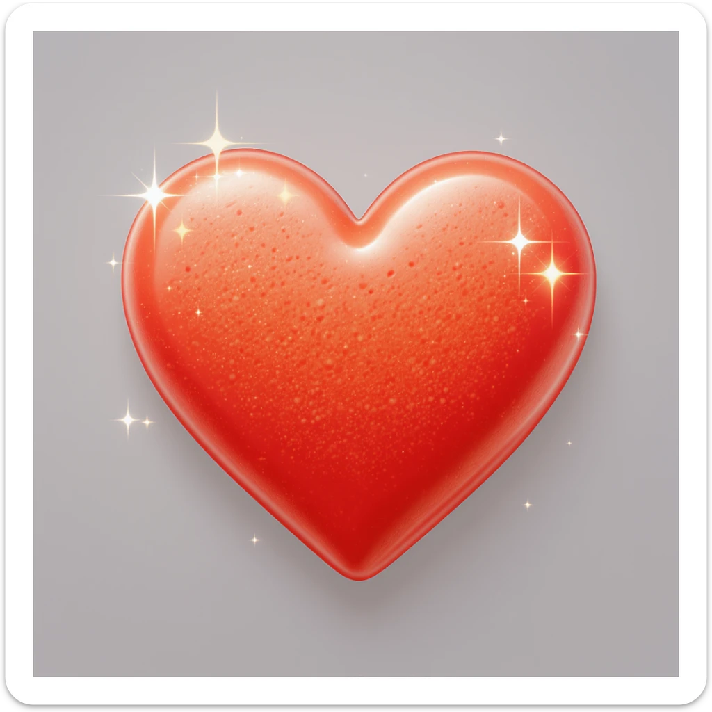 food heart emoji, shiny, with sparkles, no background sticker