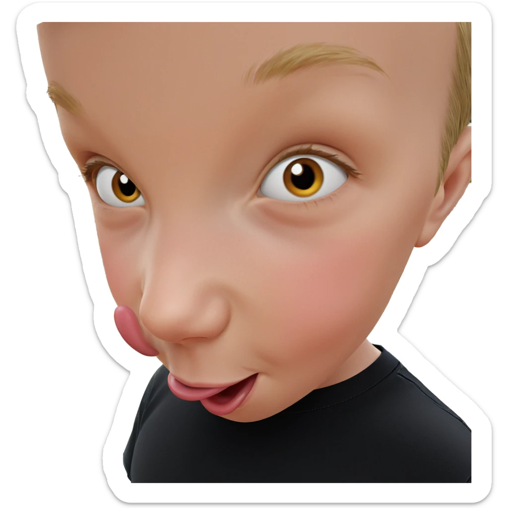 boy with tongue out sticker
