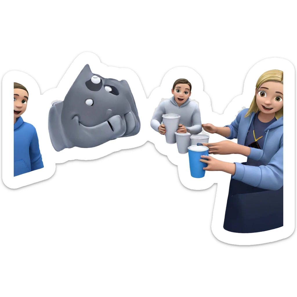 fun kids holding cups sticker