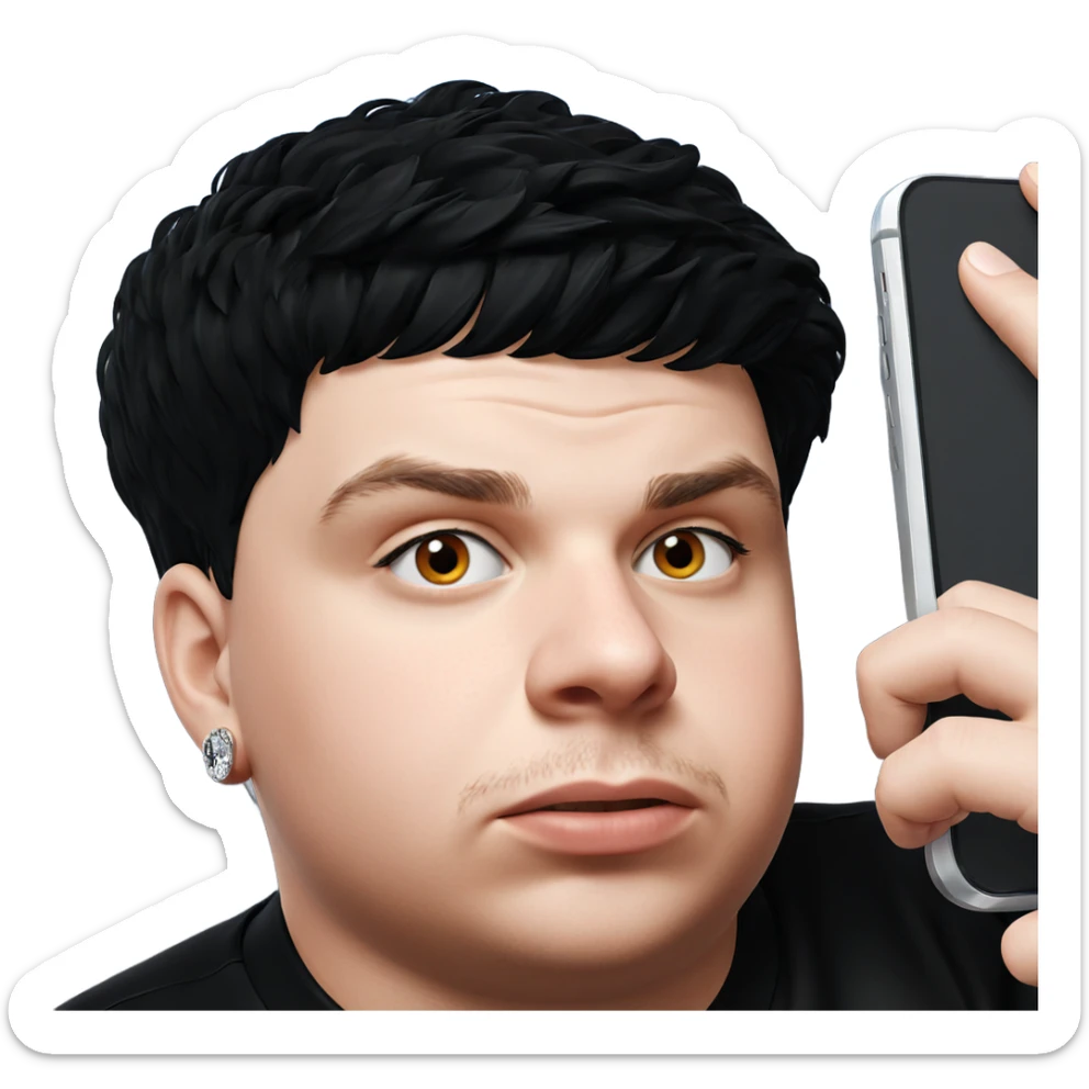 stylish boy with phone jewelry sticker