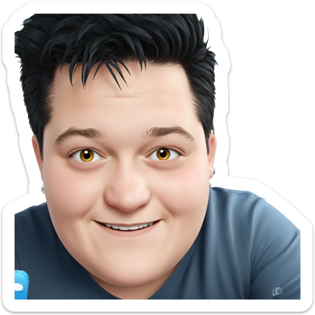 smiling boy with earrings sticker