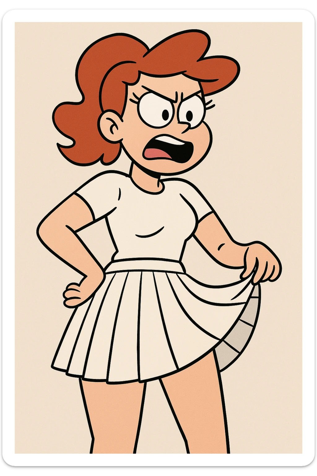 white pleated tennis skirt, clean and simple, focus on the pleats, minimal background sticker